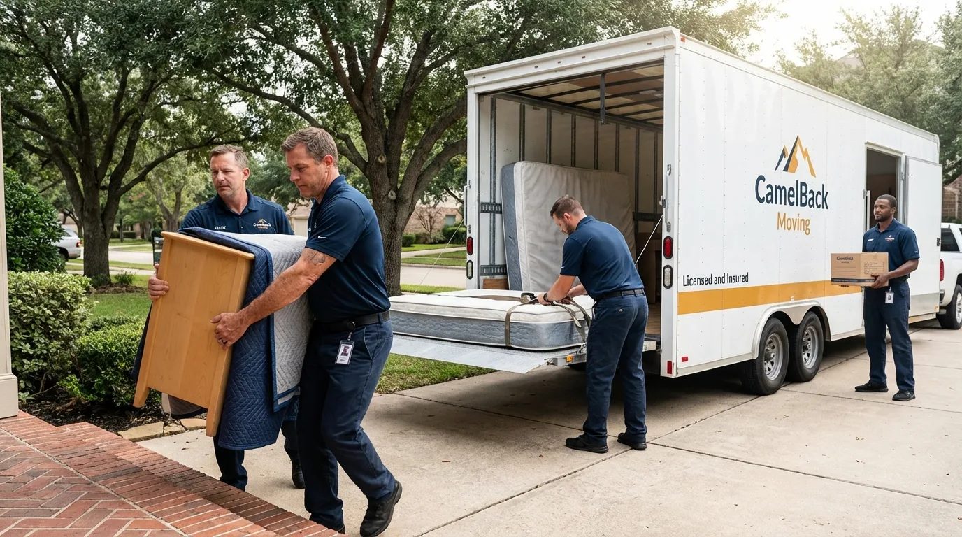 Crew loading residential truck for cross-state move from Unadilla, NY