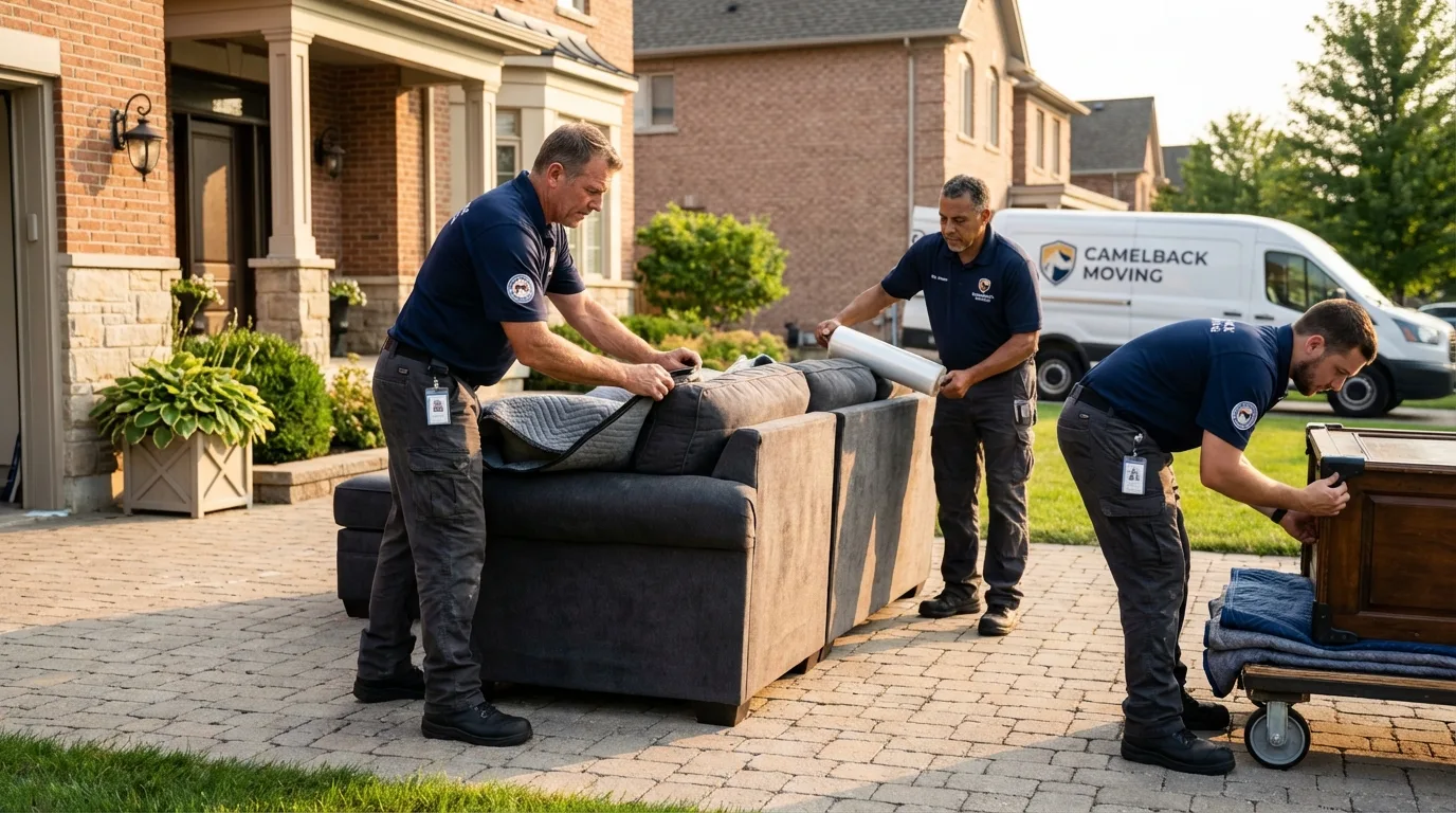 Large estate moving crew wrapping furniture in Unadilla, NY